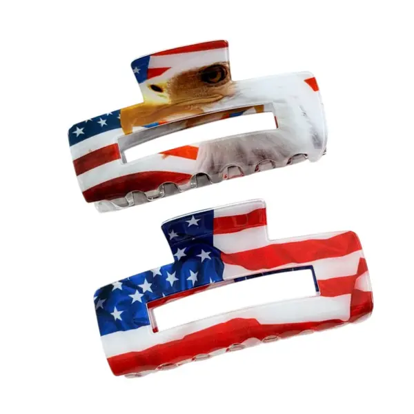 Wholesale American Flag Hair Claws For Women, Acrylic Hairpin Accessories Perfect For Independence Day