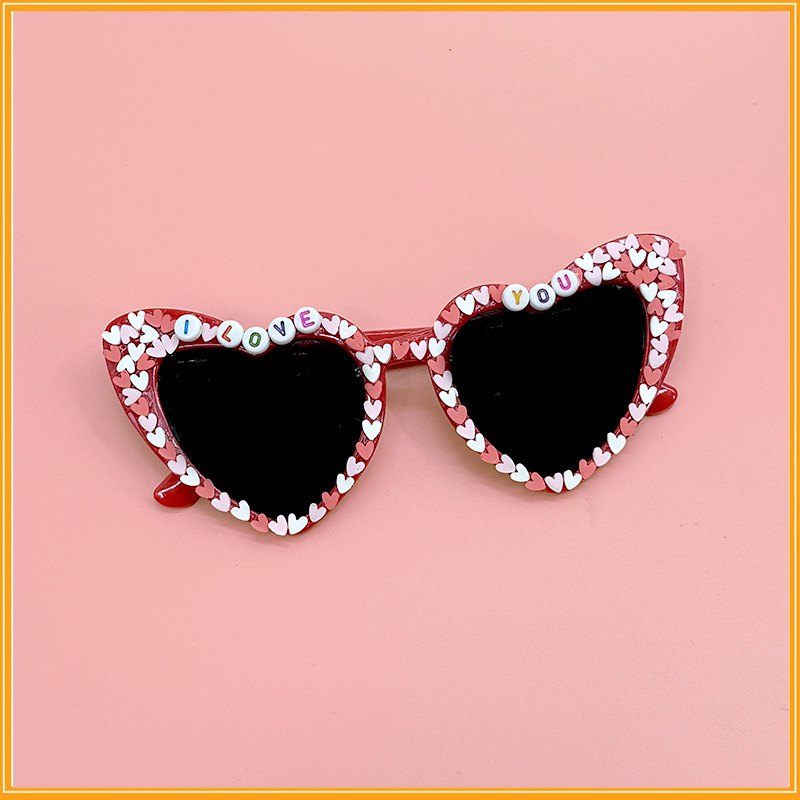 Wholesale I Love You Peach Heart Sunglasses Valentine's Day Party Confession Love Proposal Party Funny Sunglasses Glasses