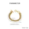 Wholesale 18K Gold Plated Fashion 304 Stainless Steel Layered Zircon Chain Shell Bead Bracelet For Women Unisex Style OT Clasp Jewelry