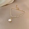 Wholesale Light Luxury Internet Celebrity Fashion Personalized Trendy Bracelet Temperament All-match Simple Pearl Bracelet Hong Kong-style Geometric Niche Bracelet