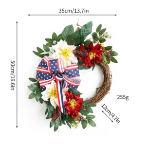 Red and Blue Dahlia Independence Day Wreath