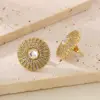 Wholesale Ion Plating (IP) 18K Gold Plated Round 304 Stainless Steel Vintage Style Waterproof Non Tarnish Ear Studs