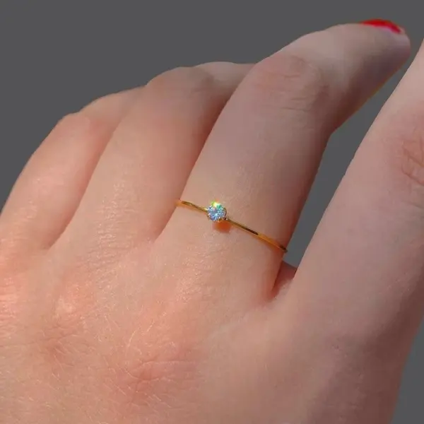 Wholesale Waterproof Non Tarnish 304 Stainless Steel Band Ring With Zircon Inlay, Unisex, Available In Gold