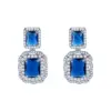 Wholesale Brass Inlay Rectangle Artificial Crystal Zircon Drop Earrings