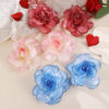 WholesaleImitation Rose Silk Flower Gradient Three-dimensional Mesh Flower Pendant Women's Earrings Valentine's Day Jewelry
