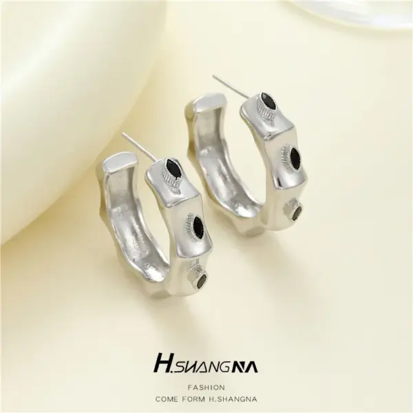 Wholesale C Shape Earrings For Women With 925 Sterling Silver Ear Pins, Copper Base, Electroplated Gold Plating, And Zircon Inlay