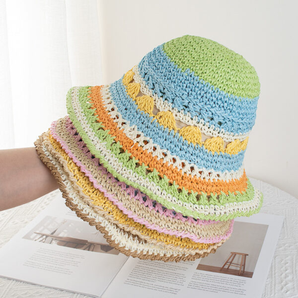 oly-23cccd0e564a8fc40bc7580594d49fa8 Wholesale Fisherman's Hat Women's Hyun-hyun Rainbow Straw Hat Summer Travel Sunshade Sunscreen Hat Seaside Beach Holiday Sun Hat Tide