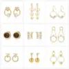 Wholesale Kengez Silver Needle Earrings Plated With Genuine Gold Copper Embedded Zircon Geometric Shape Versatile Luxury Fashion Jewelry