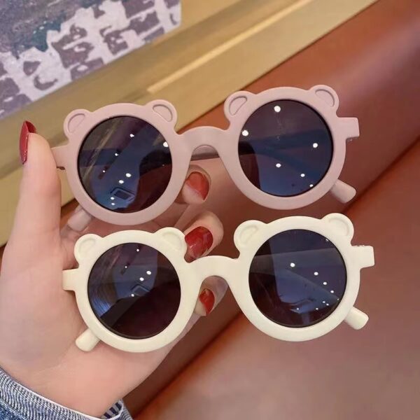 Wholesale children's sunglasses cute bear sunglasses round frame petal glasses trendy fashion
