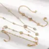Wholesale Asymmetrical Flowers Jewelry Set For Women With 18K Real Gold Plated 304 Stainless Steel And PVD Coated Cable Chain
