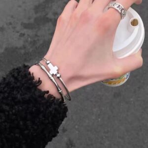 Wholesale Vintage Winding Cross Bracelet Overlapping Personalized Titanium Steel Color-free Bamboo Bracelet Fashionable Elegant High-end Bracelet