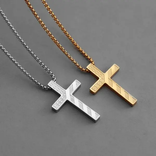 Wholesale Hip-Hop Style Cross Necklace For Men And Women, Made Of Durable Titanium Steel In Silver