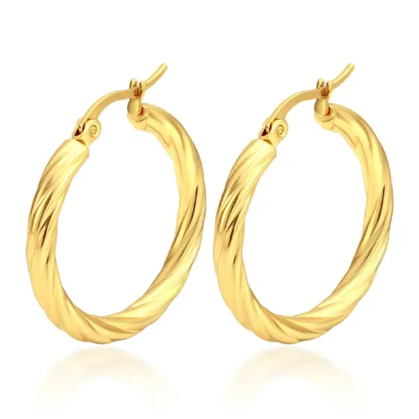 Wholesale 201 Stainless Steel Solid Color Electroplated Golden Plated Simple Style Commute Waterproof Non Tarnish Plating Earrings