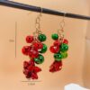 Wholesale Christmas series exaggerated red and green color snowflake Bell tassel earrings female Holiday Carnival earrings