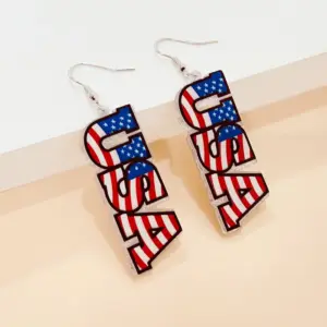 oly-241a48bb170c9ce1056bbc86924097f5 Wholesale American Flag Drop Earrings For Women In Acrylic, Perfect For Independence Day