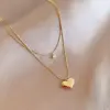 Wholesale PVD Coated Real Gold Plated 18K Gold Heart Shape 304 Stainless Steel IG Style Waterproof Non Tarnish 304 Stainless Steel Layered Necklaces