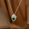 Wholesale Heart Shape Inlay Pendant Necklace For Women In 18K Gold Plated Copper With Rhinestones And Cable Chain
