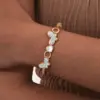 Wholesale PVD Coated Real Gold Plated 18K Gold Butterfly 304 Stainless Steel IG Style Elegant Lady Waterproof Non Tarnish 304 Stainless Steel Lobster Trigger Clasp Closure Chain Bracelet