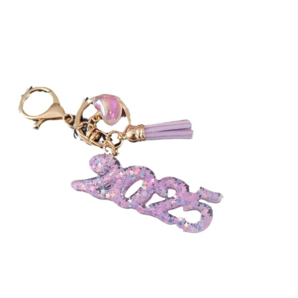 Wholesale Resin flash years digital creative accessories popular love hanging sequins mixed color keychain