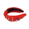 Wholesale Wide-Brimmed Diamond-Studded American Flag Headband, Fashion Knot Design, Suitable For Women's Accessories