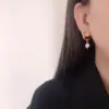 Wholesale 1 Pair Fashion Solid Color Pearl Plating Titanium Steel Drop Earrings