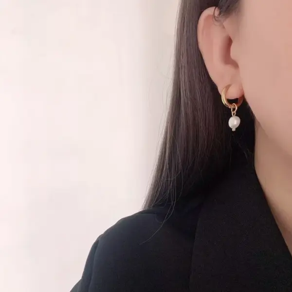Wholesale 1 Pair Fashion Solid Color Pearl Plating Titanium Steel Drop Earrings
