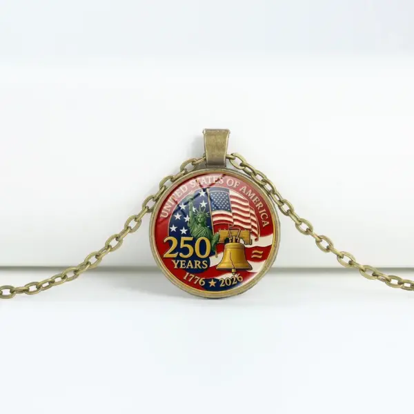 Wholesale American Flag Necklace In Simple Style Featuring Electroplated Bronze Alloy Pendant For Unisex