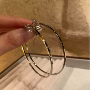 E6446 silver (4cm)-fashionable weapon_ exaggerated circle earrings