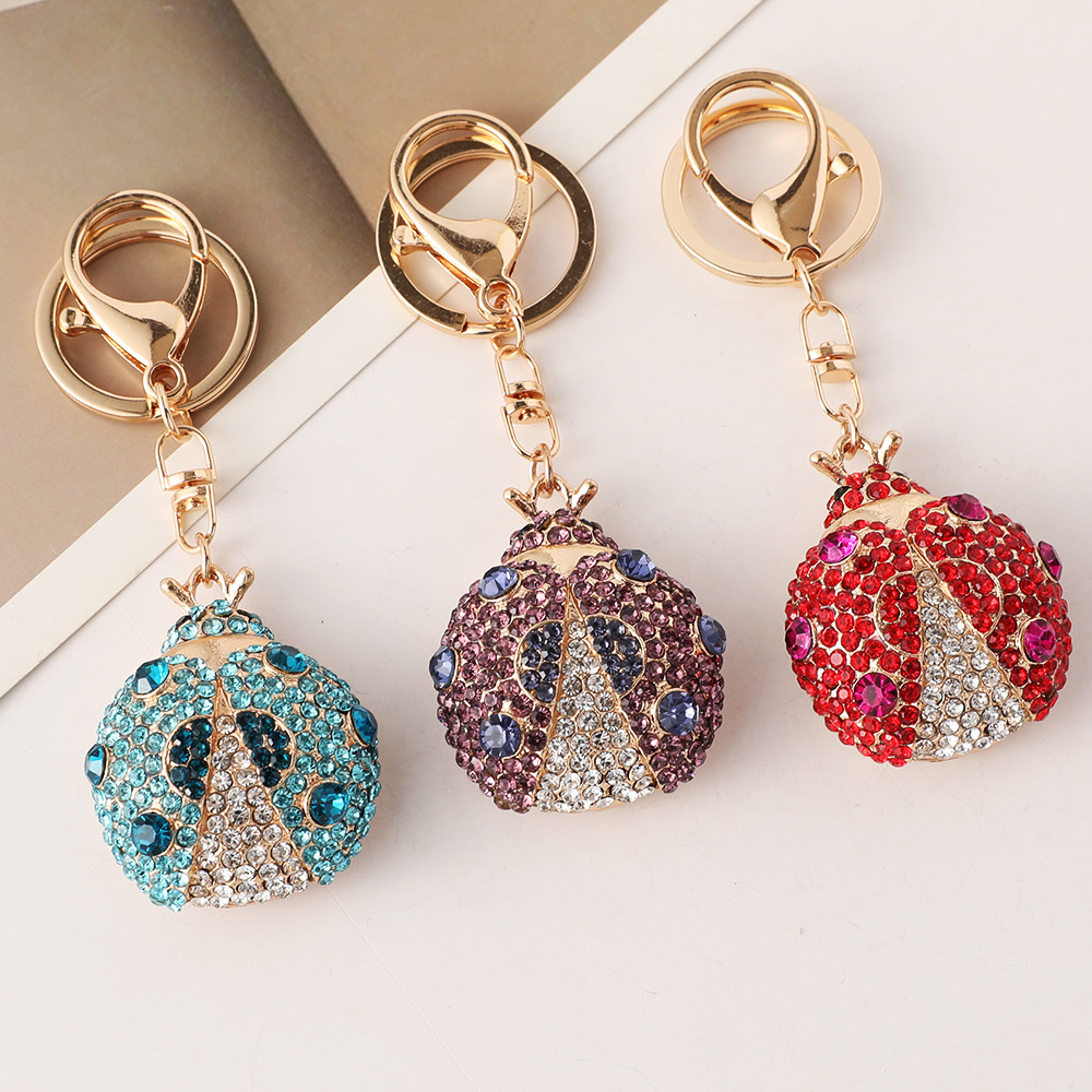 Wholesale Cross-border Creative Diamond Cartoon Beetle Rhinestone Car Keychain