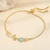 Wholesale Jewelry Fairy Style Flower Copper Cat's Eye Stone Plating Inlay Bracelets