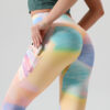 oly-248518e6f1c78446f943b118bf9b24e1 Wholesale: High-Waisted Butt-Lifting Yoga Leggings – "Peach & Rainbow Daisy" Print (Nude-feel fabric, with pockets, high-stretch athletic leggings)