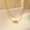 Wholesale Jewelry Retro Simple Style Water Droplets 201 Stainless Steel Snake Chain Double Layer Necklaces