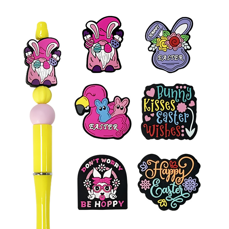 Wholesale Amazon New Drop Glue Silicone Easter DIY Bead Accessories Cartoon Rabbit Bead Pen Stereo Dwarf Beads