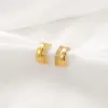Wholesale Geometric Stud Earrings For Women With 925 Sterling Silver Posts, Copper Base Electroplated With 14K Real Gold And Zircon Inlay