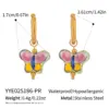 Wholesale PVD Coated Real Gold Plated 18K Gold Butterfly 304 Stainless Steel Modern Style Pastoral Waterproof Non Tarnish Drop Earrings