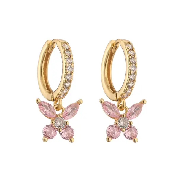 Wholesale 1 Pair Elegant Sweet Butterfly Plating Inlay Copper Zircon 18k Gold Plated Drop Earrings