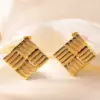 oly-24d2fc18a21d1ed324388ed279688442 Wholesale 201 Stainless Steel 304 Stainless Steel Horns Flower Electroplating Stone-Free Imitation Gold French Style Sweet Asymmetrical Ear Studs