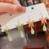Wholesale Elegant Butterfly Drop Earrings Women's New Chinese Style Retro Cold Tone Fashionable Versatile Geometric Pattern Gold Plated Copper