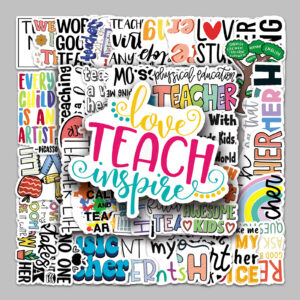 Wholesale 50 teacher text cartoon luggage sticker waterproof graffiti sticker scooter computer tablet hand account decoration