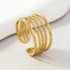 Wholesale Fashion Stainless Steel Titanium Ring Geometric Leaf Design Heart-shaped Hydraulic 3D Open Ring Unisex Fashion Jewelry