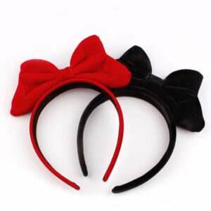 Wholesale Valentine's Day Red Velvet Bow Headband for Men and Women Couple Vintage Flocking Holiday Decoration Photo Card
