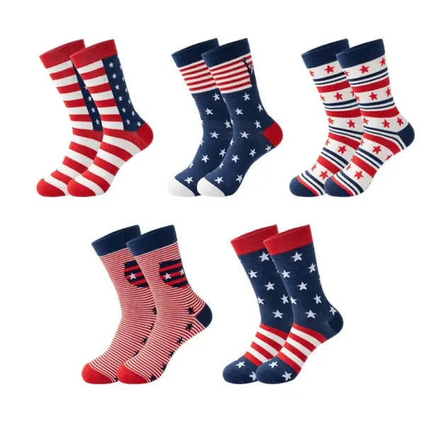 Wholesale Unisex Modern Style American Flag Socks In Polyester, Suitable For All Seasons, Perfect For Sports And Casual Wear