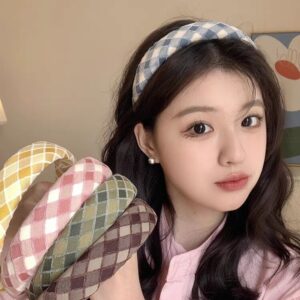 oly-24e80260b76fc9982a469b00869c9e4a Wholesale Sponge Plaid all-match high Skull top headband retro style wide edge hairpin small fresh headband high-grade hair accessories