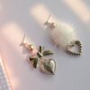 oly-24f88408ea68cdb6dbbf5621ce289ced Wholesale Original Design Arrival Hand-made Ins Style Color Wave Dot Ribbon Earrings Asymmetric Love Plush Autumn and Winter Earrings
