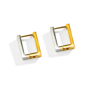 Rectangular Gold Ear Clips / 18k