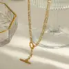 Wholesale 18K Gold Plated 304 Stainless Steel Vacuum Electroplating (In Furnace) Imitation Pearl Geometric Oil Drop Cable Chain/Cross Chain/O Chain Necklace For Women Independence Day