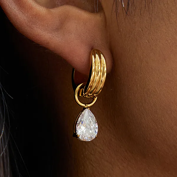Wholesale 304 Stainless Steel Water Droplets PVD Coated 18K Real Gold Plated