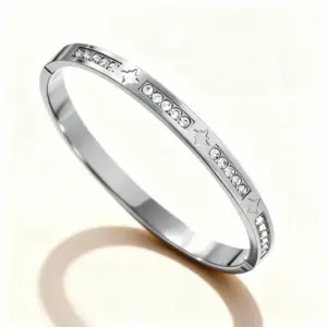 46-D-3 Steel-Colored Diamond-Embellished Bracelet