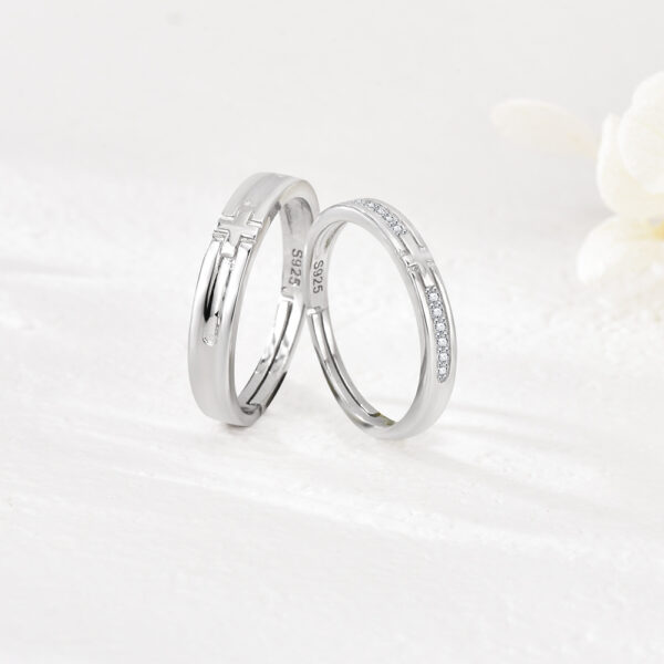 oly-252272a4a72ef6dc5b794506d0524491 Wholesale S925 Sterling Silver Cross Couple Ring Men and Women High-End Pair Ring Open Hand Jewelry Valentine's Day Jewelry