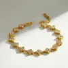 Wholesale Round Easter Bracelet For Women In 18K Real Gold Plated 304 Stainless Steel With Rhinestones And 0.03µm Plating Thickness